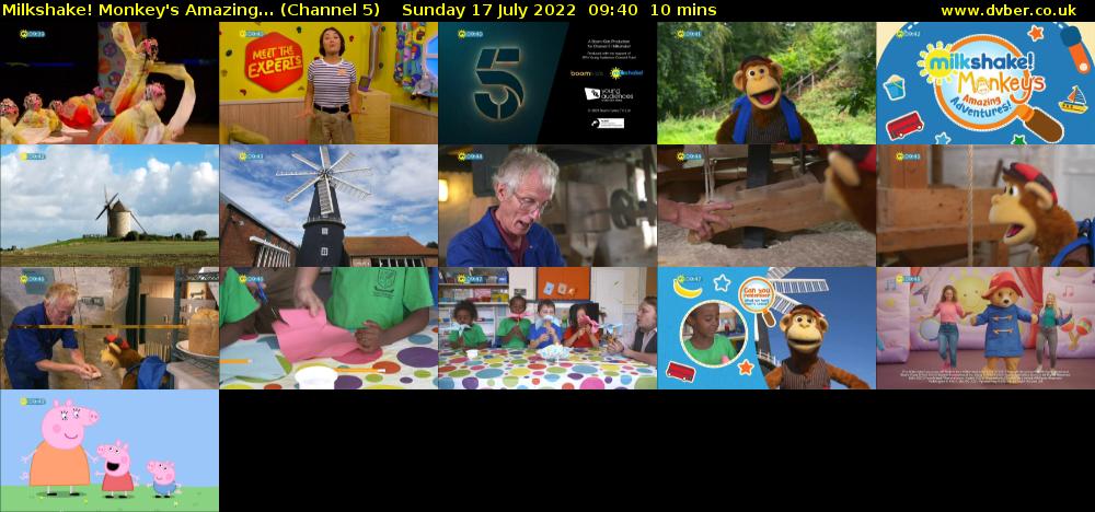 Milkshake! Monkey's Amazing... (Channel 5) Sunday 17 July 2022 09:40 - 09:50