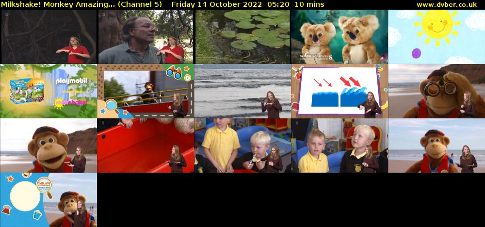 Milkshake! Monkey Amazing... (Channel 5) Friday 14 October 2022 05:20 - 05:30