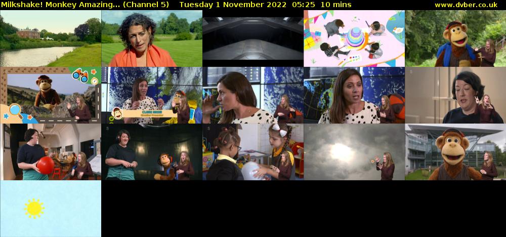 Milkshake! Monkey Amazing... (Channel 5) Tuesday 1 November 2022 05:25 - 05:35