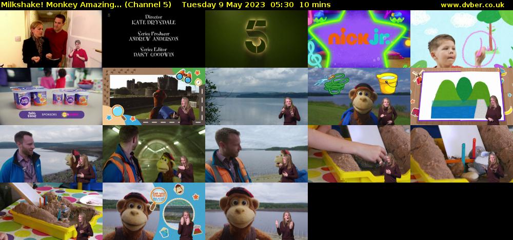 Milkshake! Monkey Amazing... (Channel 5) Tuesday 9 May 2023 05:30 - 05:40