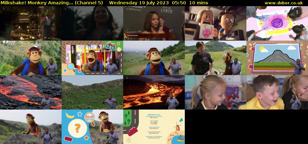 Milkshake! Monkey Amazing... (Channel 5) Wednesday 19 July 2023 05:50 - 06:00