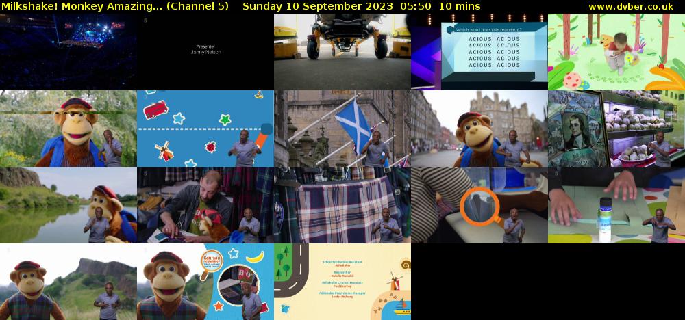 Milkshake! Monkey Amazing... (Channel 5) Sunday 10 September 2023 05:50 - 06:00