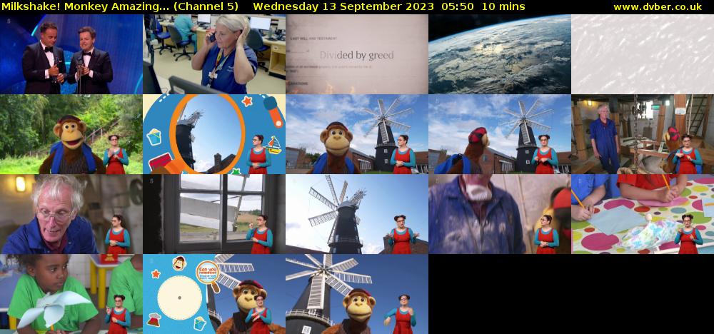 Milkshake! Monkey Amazing... (Channel 5) Wednesday 13 September 2023 05:50 - 06:00