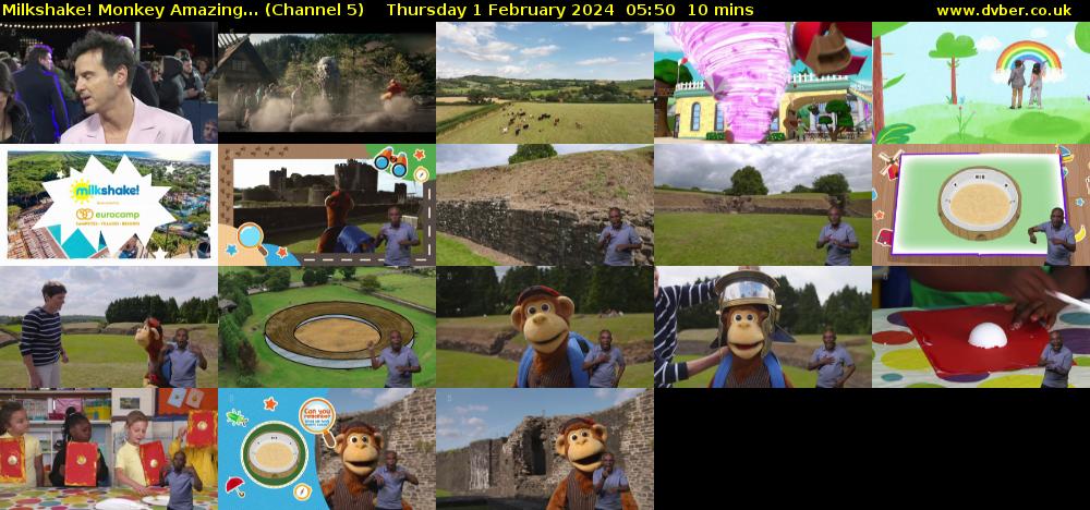 Milkshake! Monkey Amazing... (Channel 5) Thursday 1 February 2024 05:50 - 06:00