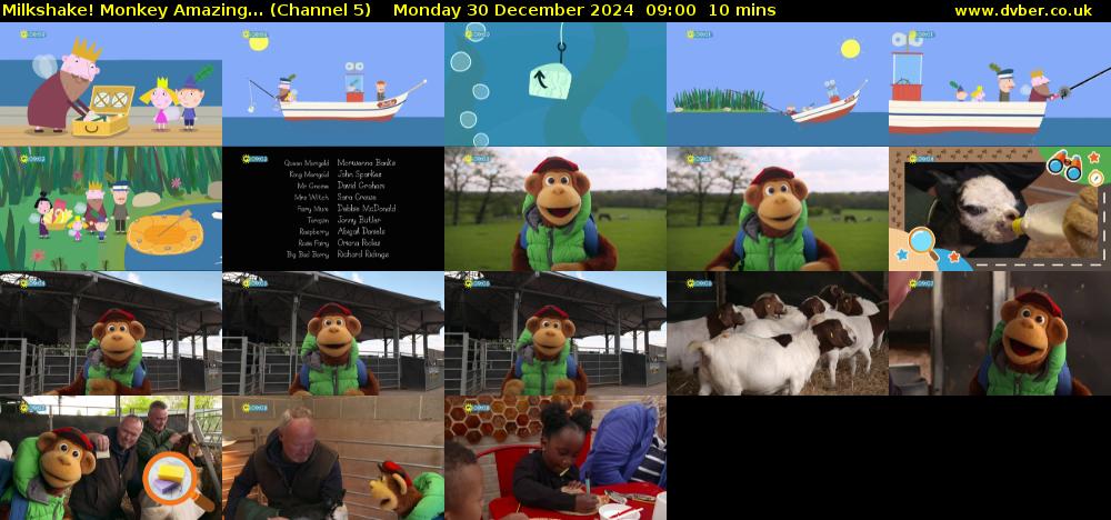 Milkshake! Monkey Amazing... (Channel 5) Monday 30 December 2024 09:00 - 09:10