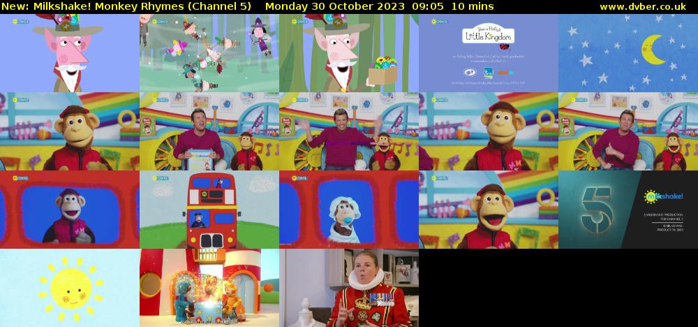 Milkshake! Monkey Rhymes (Channel 5) Monday 30 October 2023 09:05 - 09:15