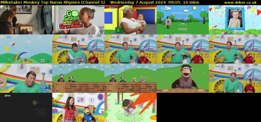 Milkshake! Monkey Top Nanas Rhymes (Channel 5) Wednesday 7 August 2024 09:05 - 09:15