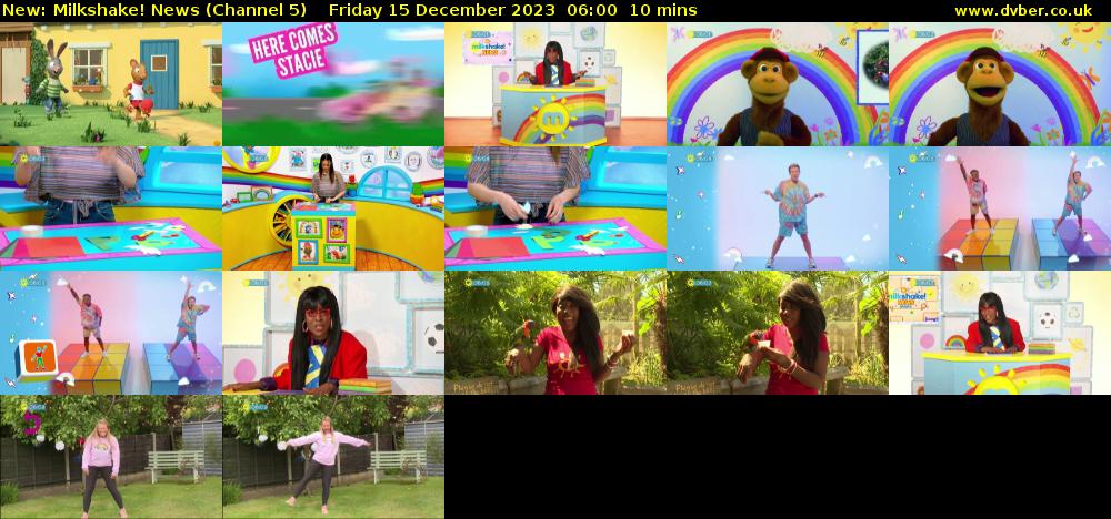 Milkshake! News (Channel 5) Friday 15 December 2023 06:00 - 06:10