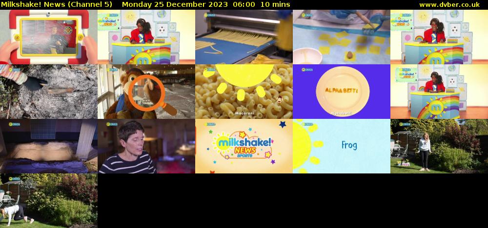 Milkshake! News (Channel 5) Monday 25 December 2023 06:00 - 06:10