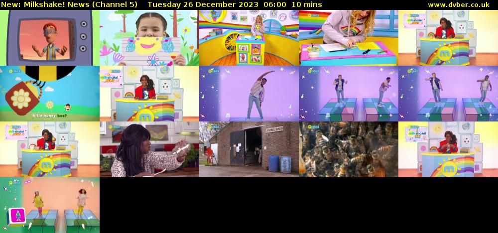 Milkshake! News (Channel 5) Tuesday 26 December 2023 06:00 - 06:10