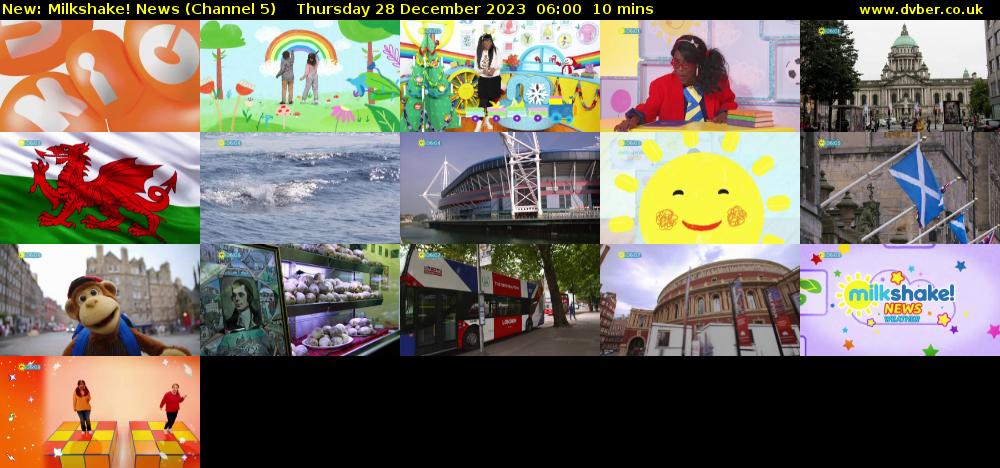 Milkshake! News (Channel 5) Thursday 28 December 2023 06:00 - 06:10