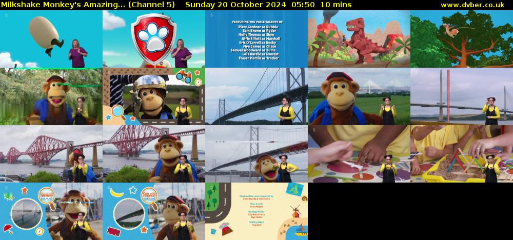 Milkshake Monkey's Amazing... (Channel 5) Sunday 20 October 2024 05:50 - 06:00