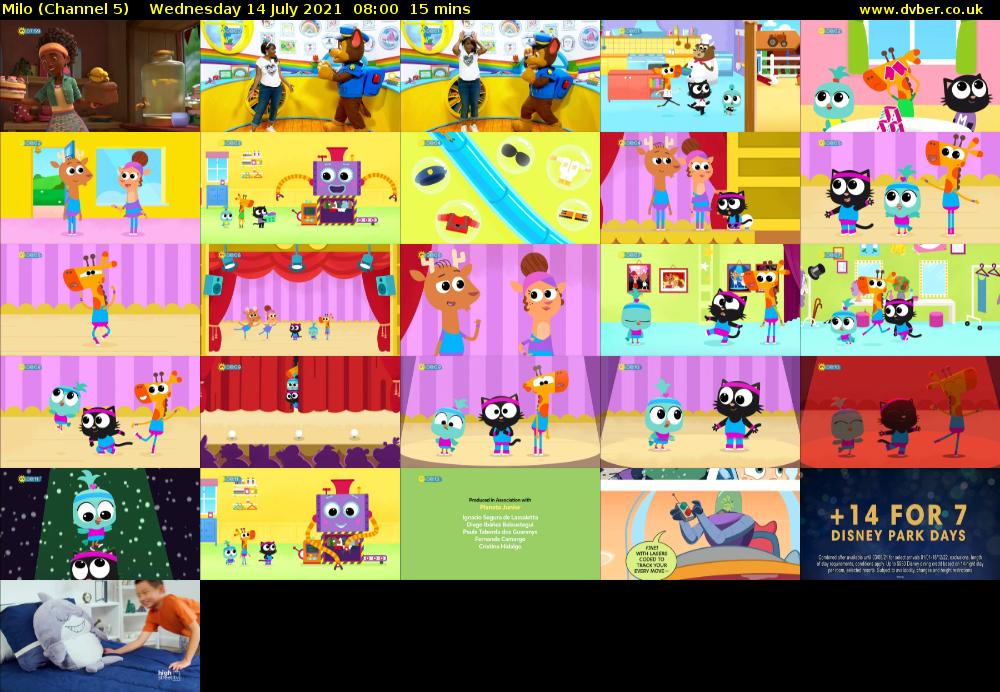 Milo (Channel 5) Wednesday 14 July 2021 08:00 - 08:15