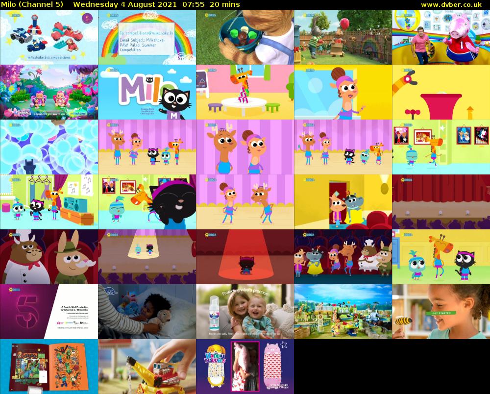 Milo (Channel 5) Wednesday 4 August 2021 07:55 - 08:15