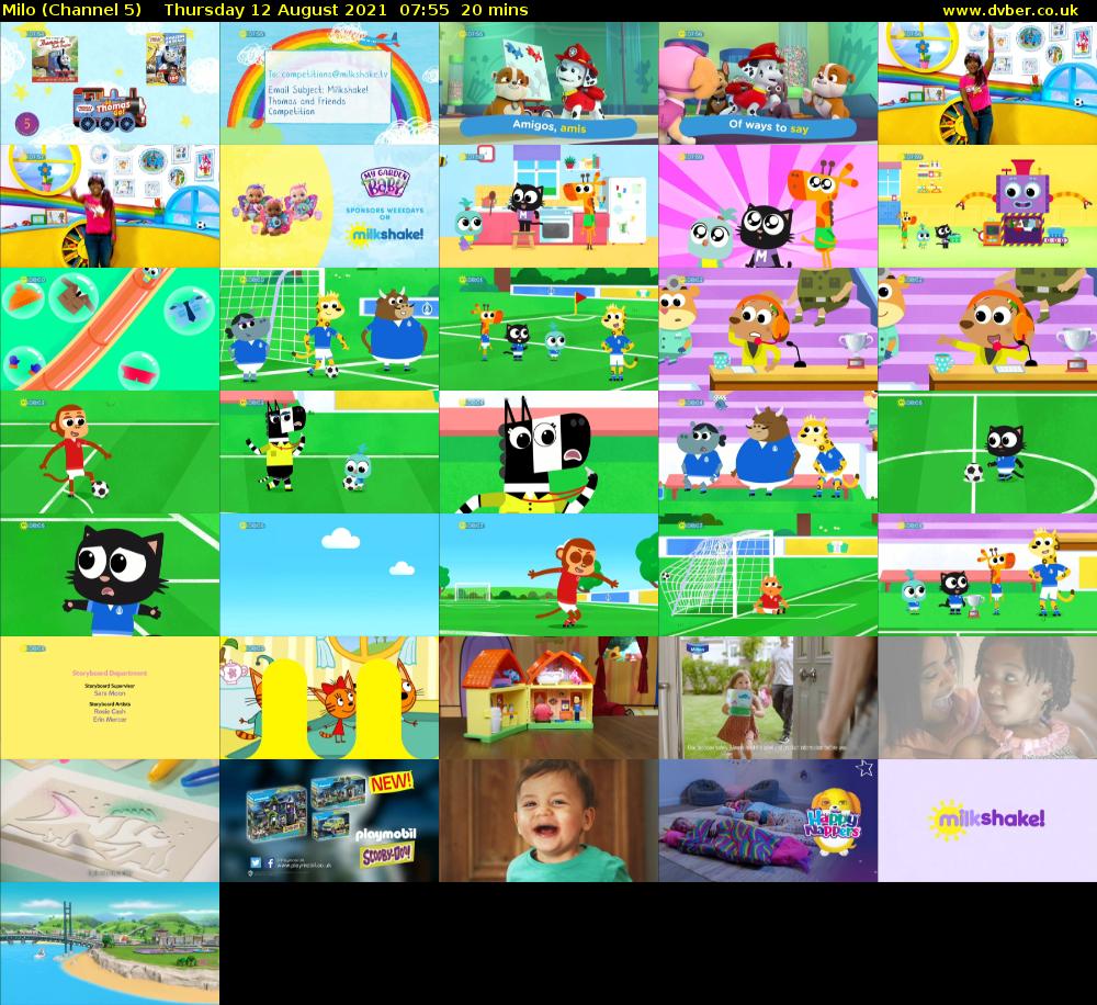 Milo (Channel 5) Thursday 12 August 2021 07:55 - 08:15