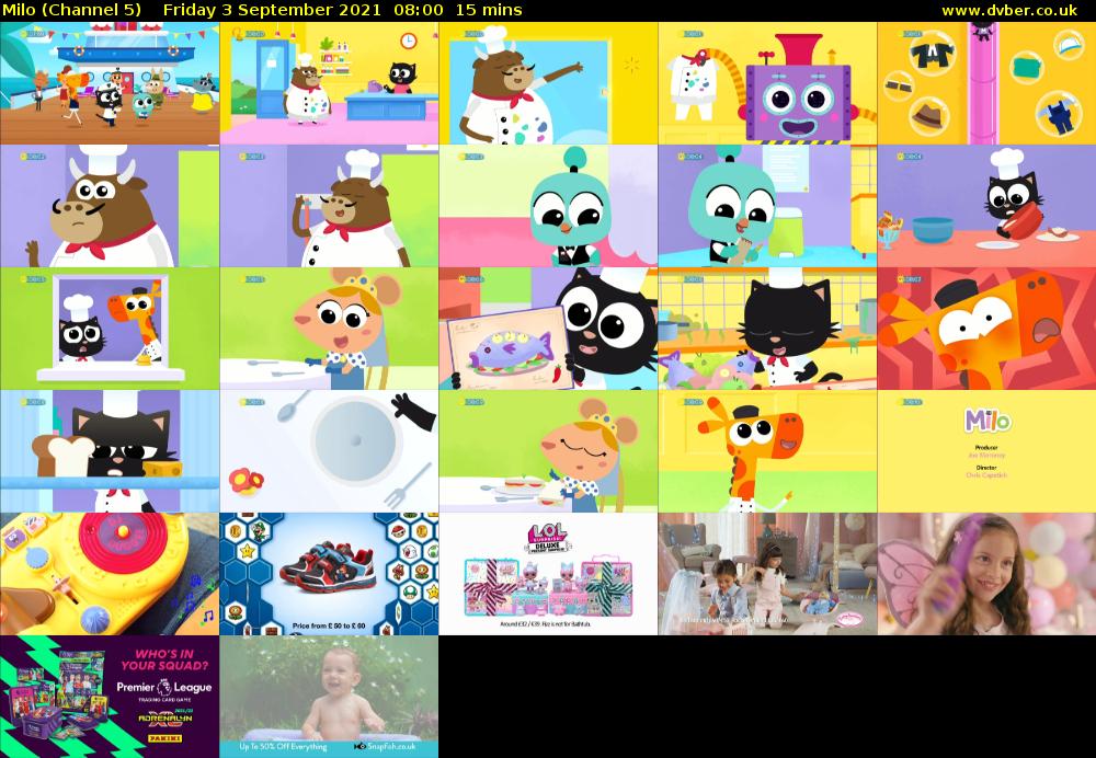 Milo (Channel 5) Friday 3 September 2021 08:00 - 08:15
