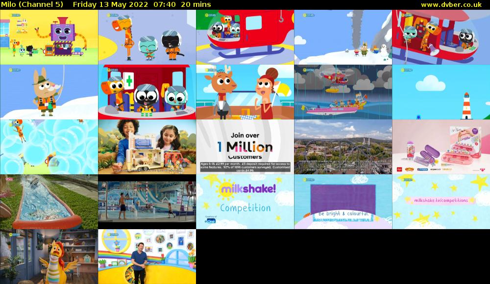 Milo (Channel 5) Friday 13 May 2022 07:40 - 08:00