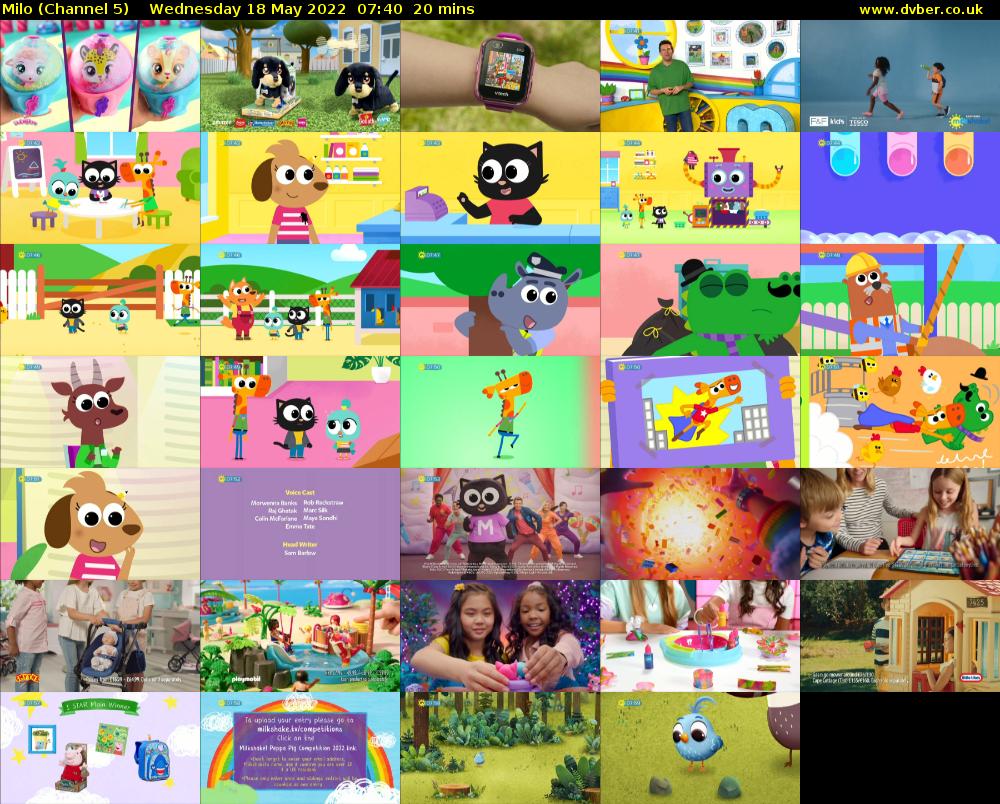 Milo (Channel 5) Wednesday 18 May 2022 07:40 - 08:00