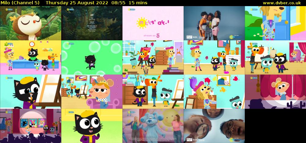 Milo (Channel 5) Thursday 25 August 2022 08:55 - 09:10