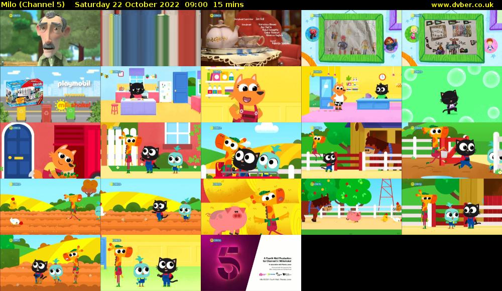 Milo (Channel 5) Saturday 22 October 2022 09:00 - 09:15