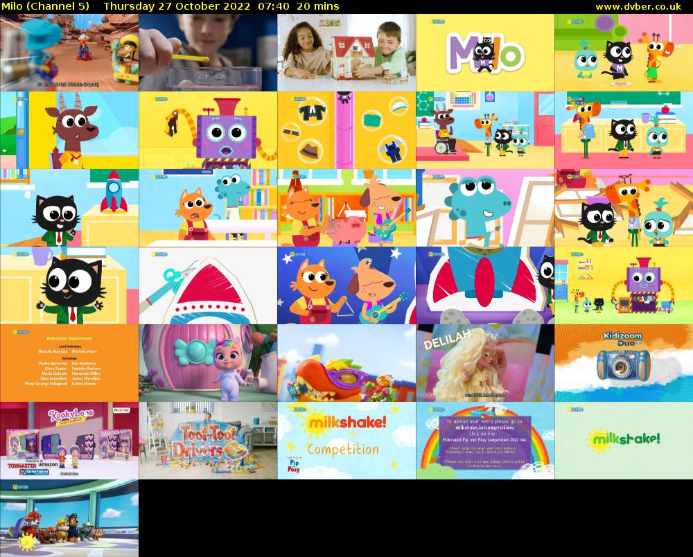 Milo (Channel 5) Thursday 27 October 2022 07:40 - 08:00