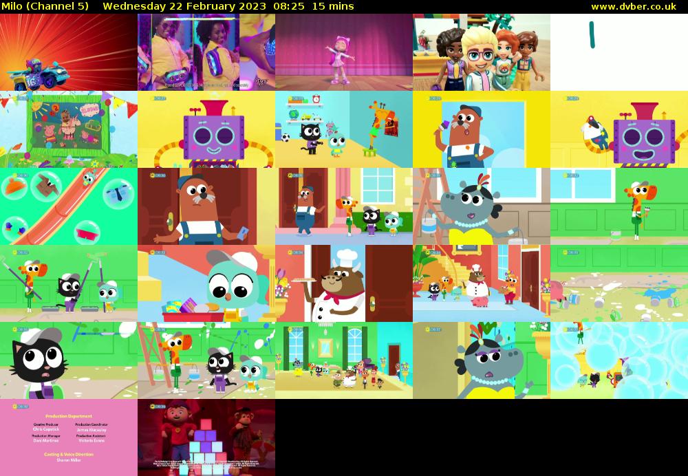 Milo (Channel 5) Wednesday 22 February 2023 08:25 - 08:40