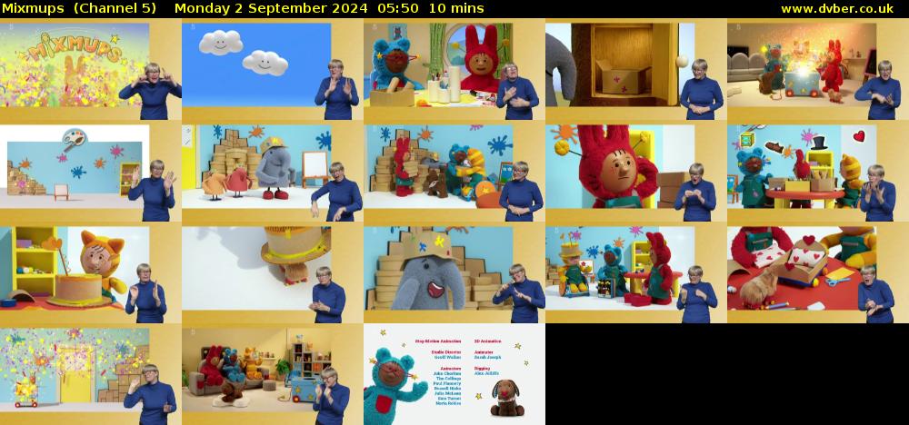 Mixmups  (Channel 5) Monday 2 September 2024 05:50 - 06:00