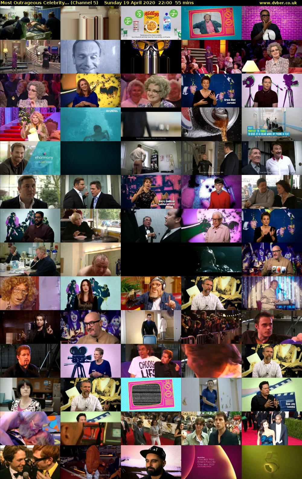 Most Outrageous Celebrity... (Channel 5) Sunday 19 April 2020 22:00 - 22:55