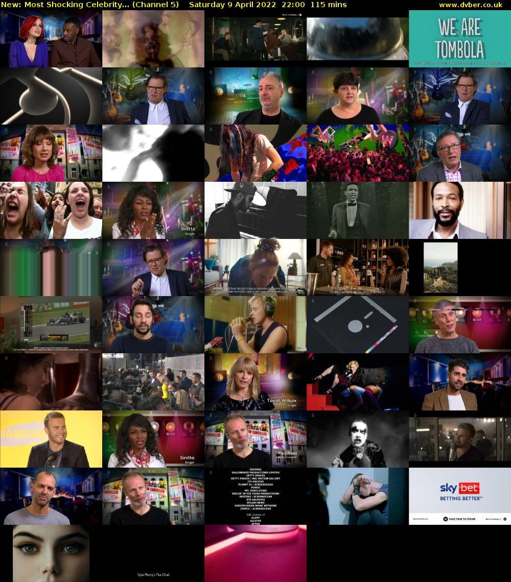 Most Shocking Celebrity... (Channel 5) Saturday 9 April 2022 22:00 - 23:55