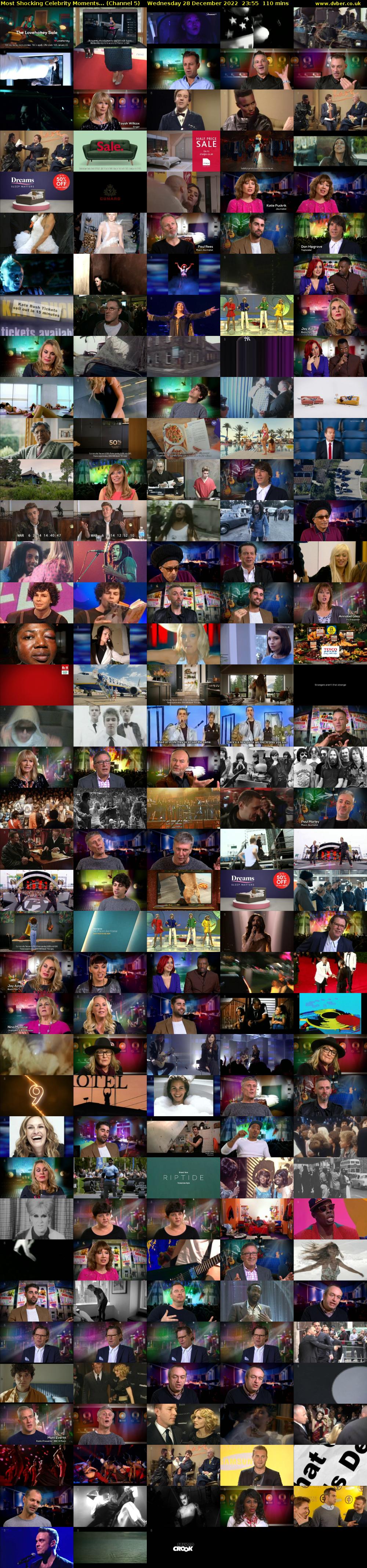 Most Shocking Celebrity Moments... (Channel 5) Wednesday 28 December 2022 23:55 - 01:45