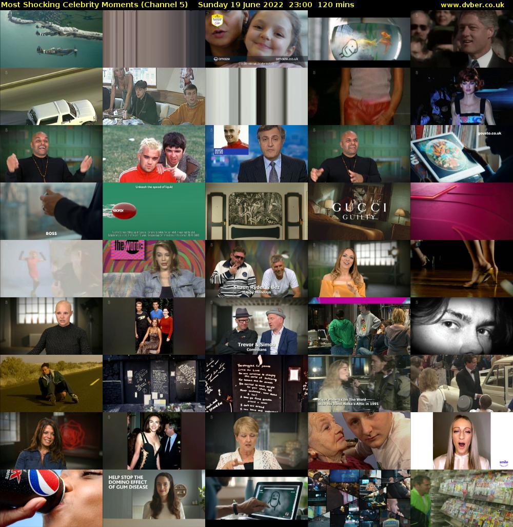 Most Shocking Celebrity Moments (Channel 5) Sunday 19 June 2022 23:00 - 01:00