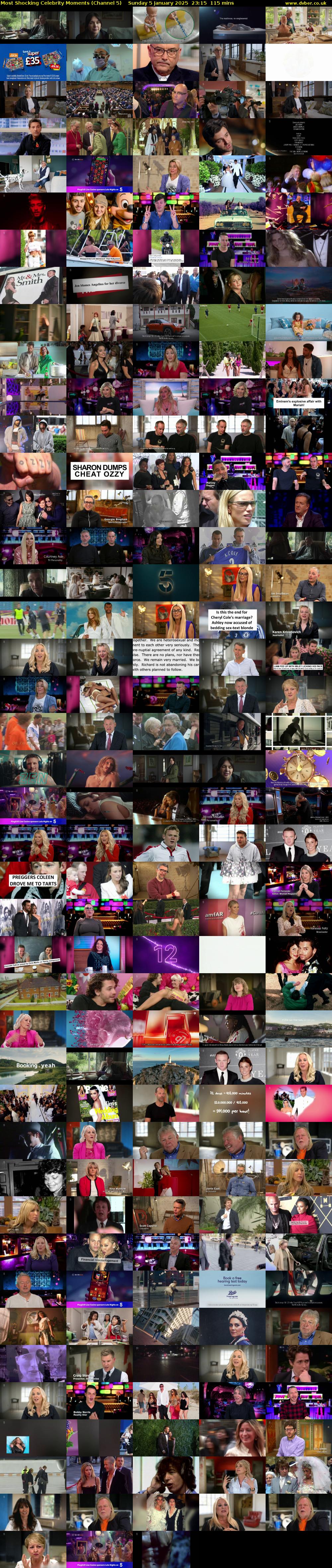Most Shocking Celebrity Moments (Channel 5) Sunday 5 January 2025 23:15 - 01:10