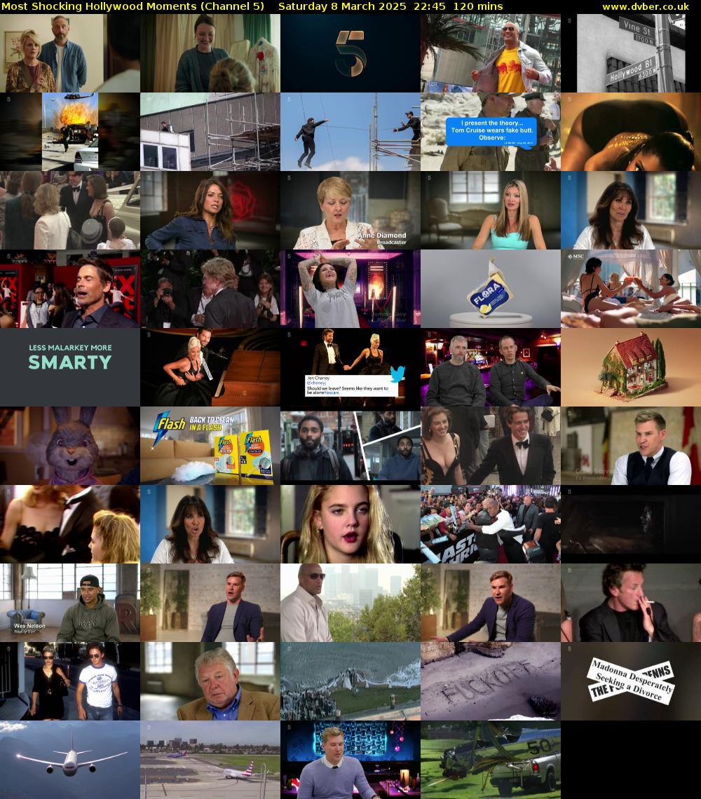 Most Shocking Hollywood Moments (Channel 5) Saturday 8 March 2025 22:45 - 00:45