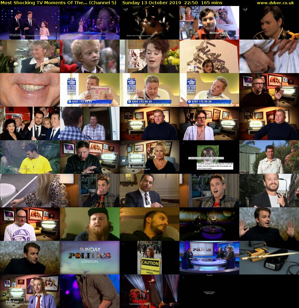 Most Shocking TV Moments Of The... (Channel 5) Sunday 13 October 2019 22:50 - 01:35