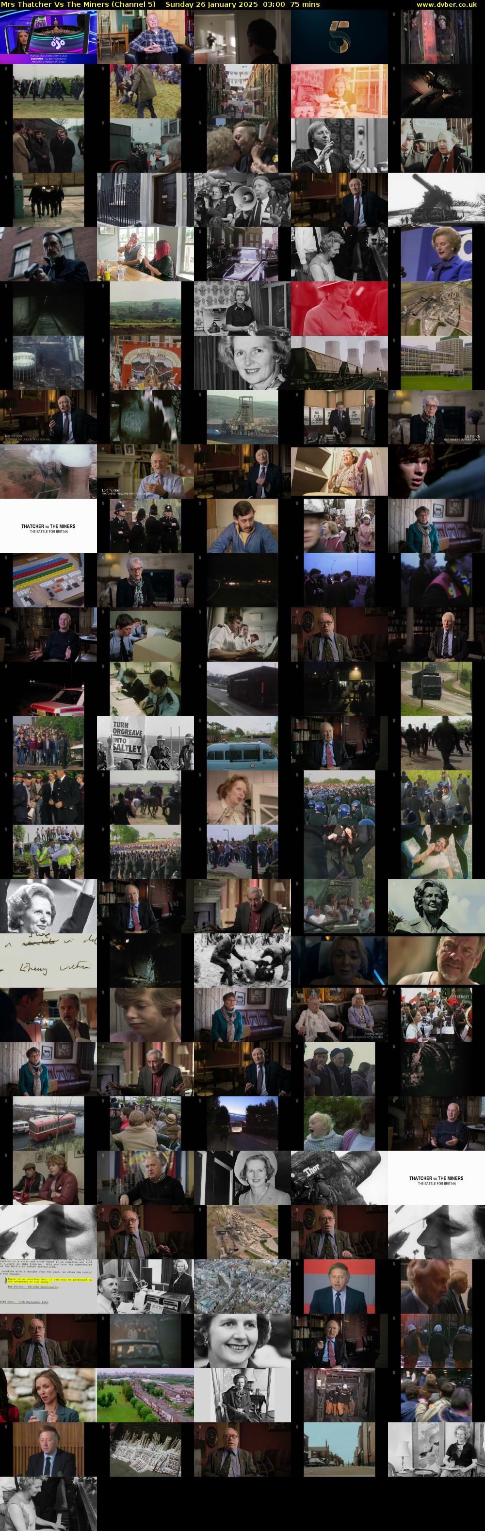 Mrs Thatcher Vs The Miners (Channel 5) Sunday 26 January 2025 03:00 - 04:15