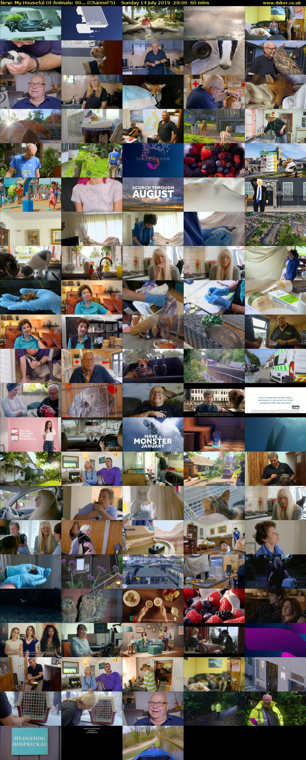 My Houseful Of Animals: 90... (Channel 5) Sunday 14 July 2019 20:00 - 21:00