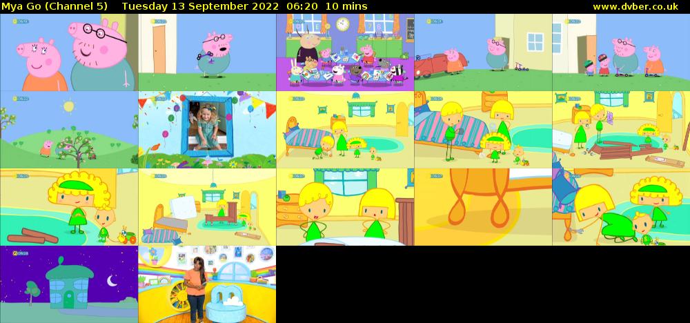 Mya Go (Channel 5) Tuesday 13 September 2022 06:20 - 06:30