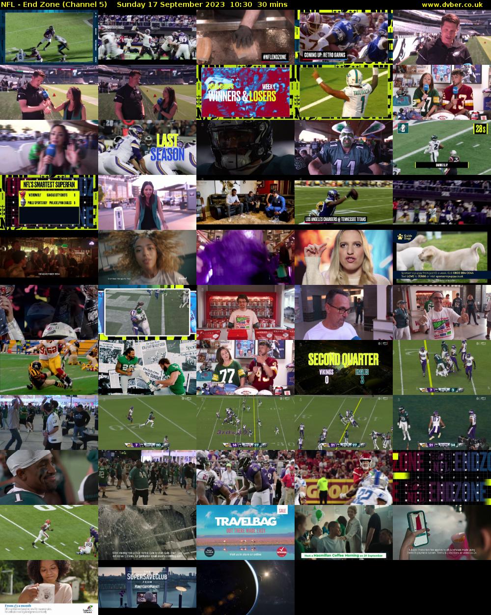NFL - End Zone (Channel 5) Sunday 17 September 2023 10:30 - 11:00