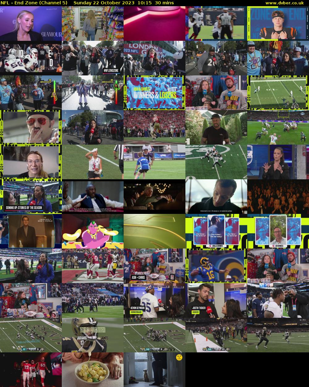 NFL - End Zone (Channel 5) Sunday 22 October 2023 10:15 - 10:45