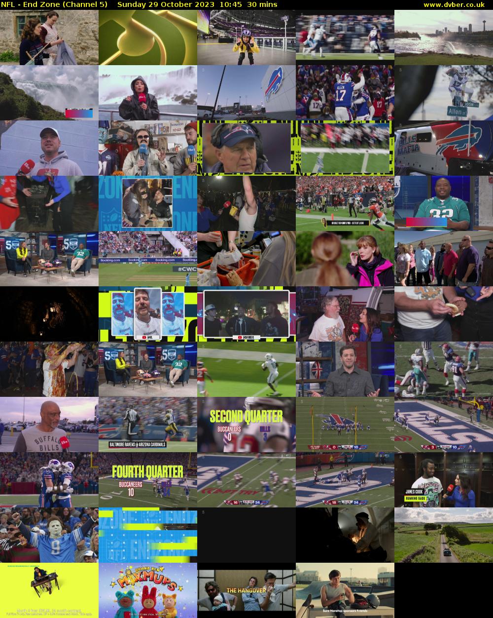 NFL - End Zone (Channel 5) Sunday 29 October 2023 10:45 - 11:15