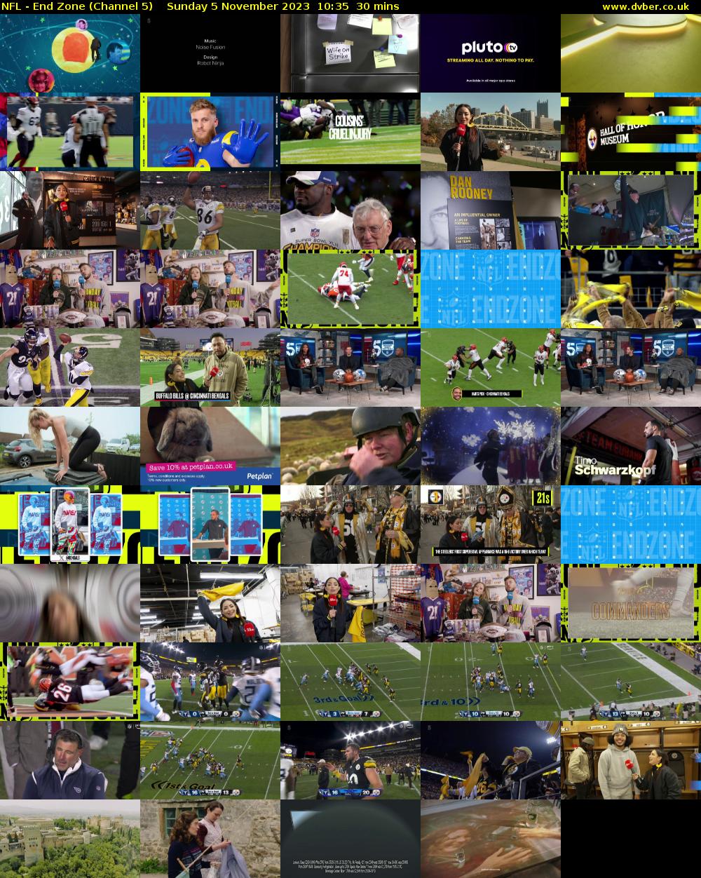 NFL - End Zone (Channel 5) Sunday 5 November 2023 10:35 - 11:05