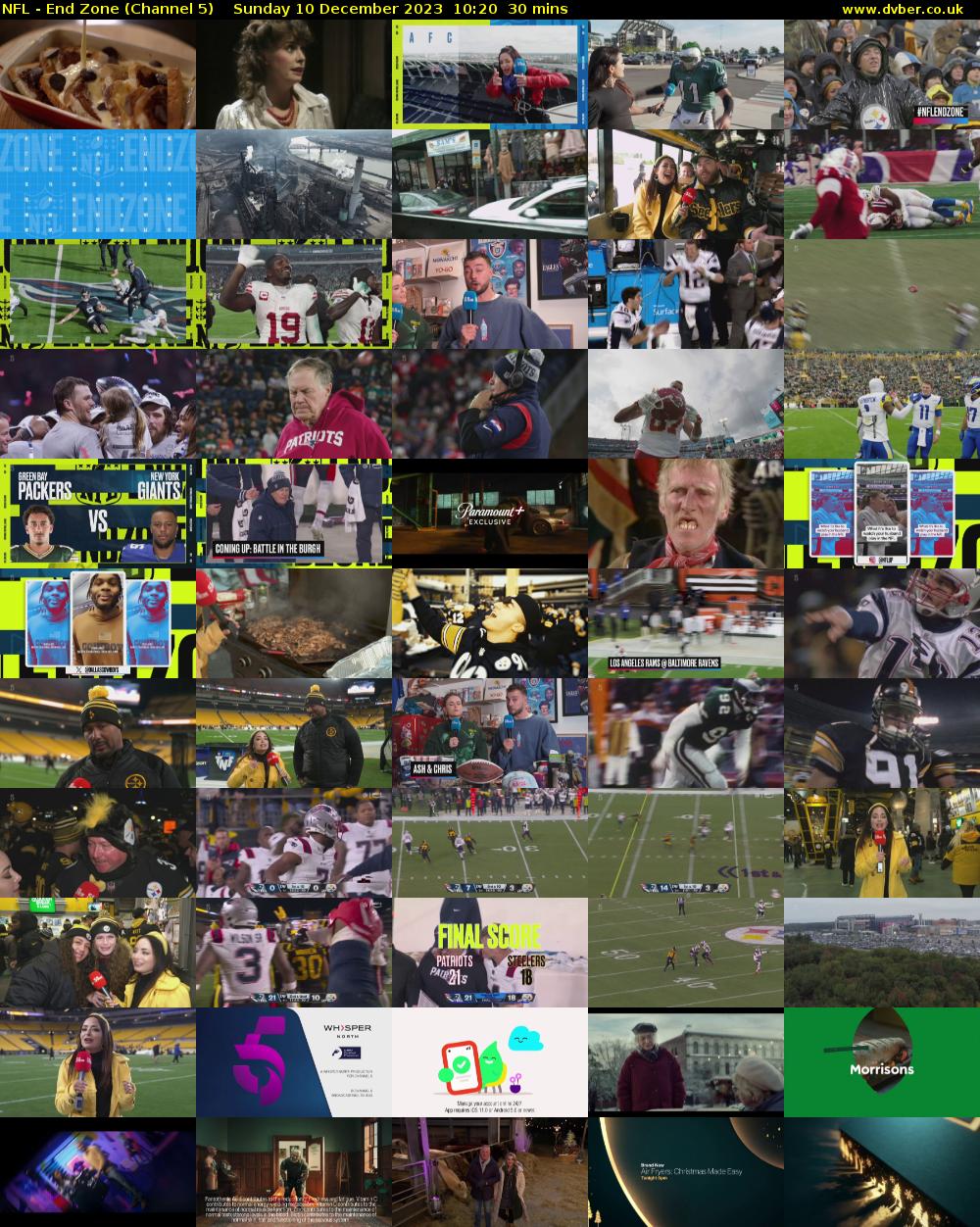 NFL - End Zone (Channel 5) Sunday 10 December 2023 10:20 - 10:50