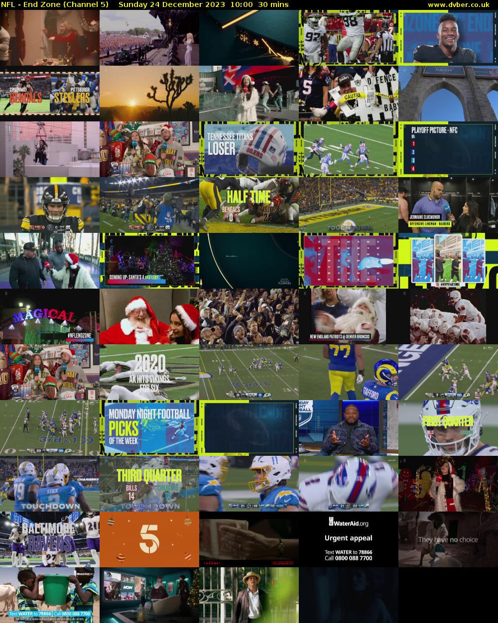 NFL - End Zone (Channel 5) Sunday 24 December 2023 10:00 - 10:30