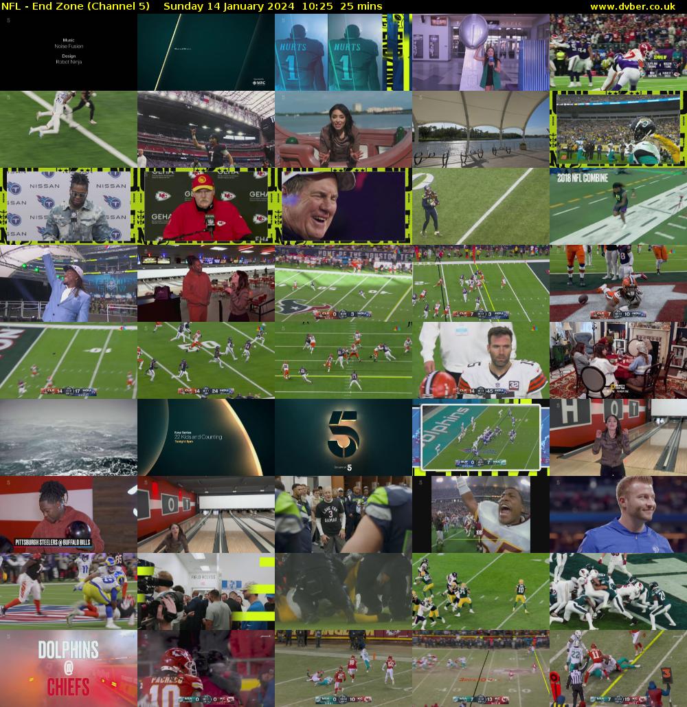 NFL - End Zone (Channel 5) Sunday 14 January 2024 10:25 - 10:50