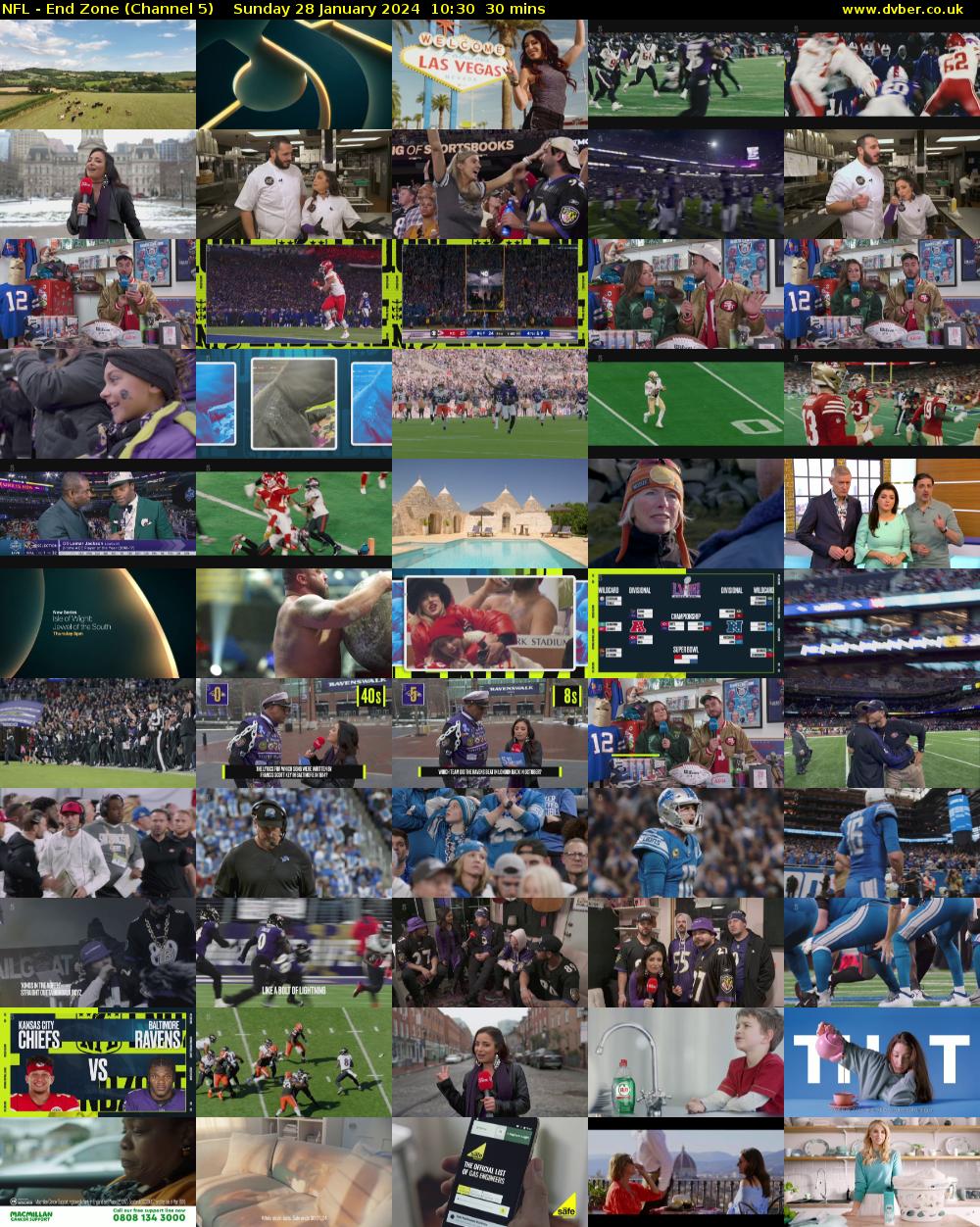 NFL - End Zone (Channel 5) Sunday 28 January 2024 10:30 - 11:00