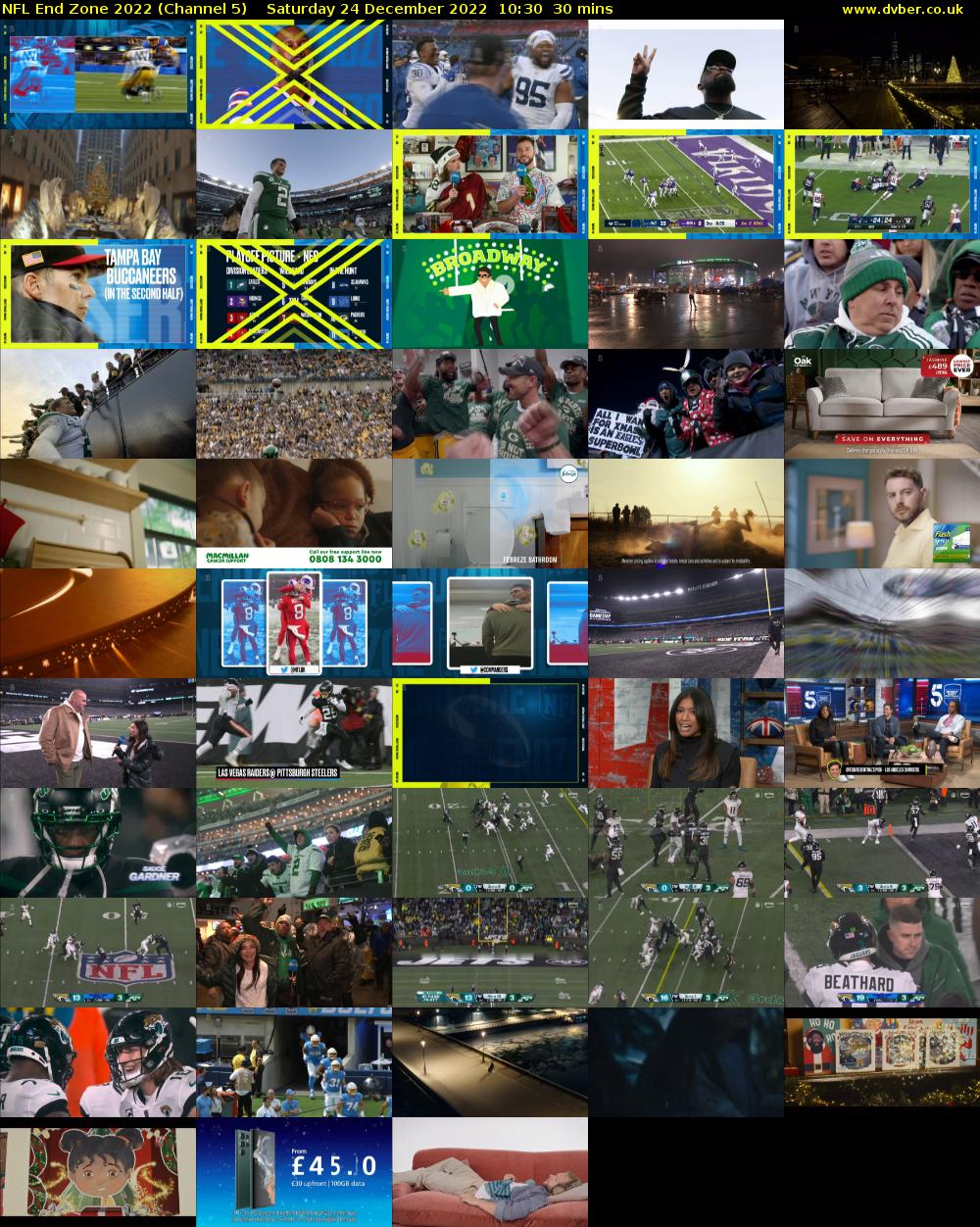 NFL End Zone 2022 (Channel 5) Saturday 24 December 2022 10:30 - 11:00