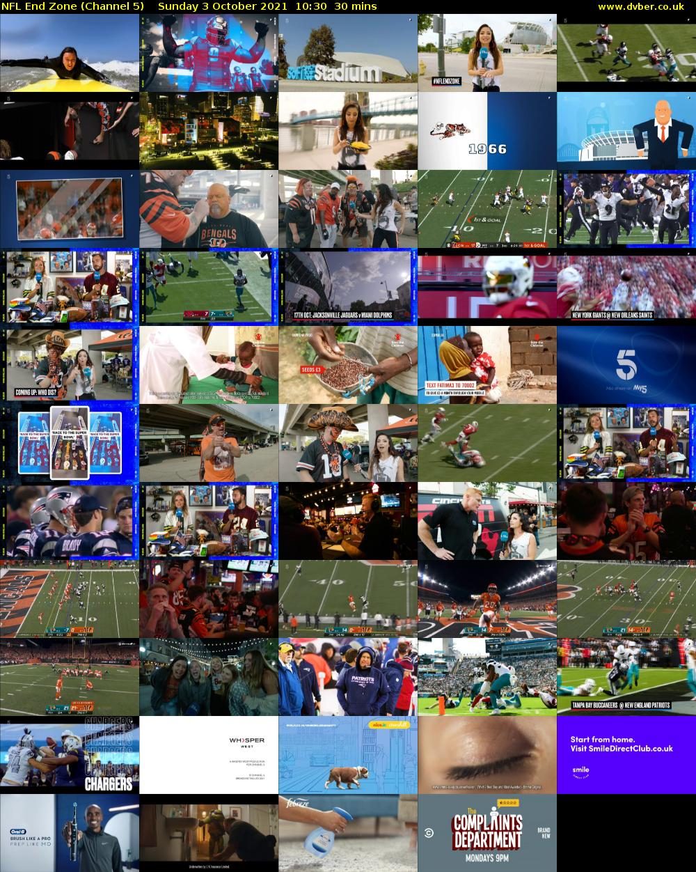 NFL End Zone (Channel 5) Sunday 3 October 2021 10:30 - 11:00