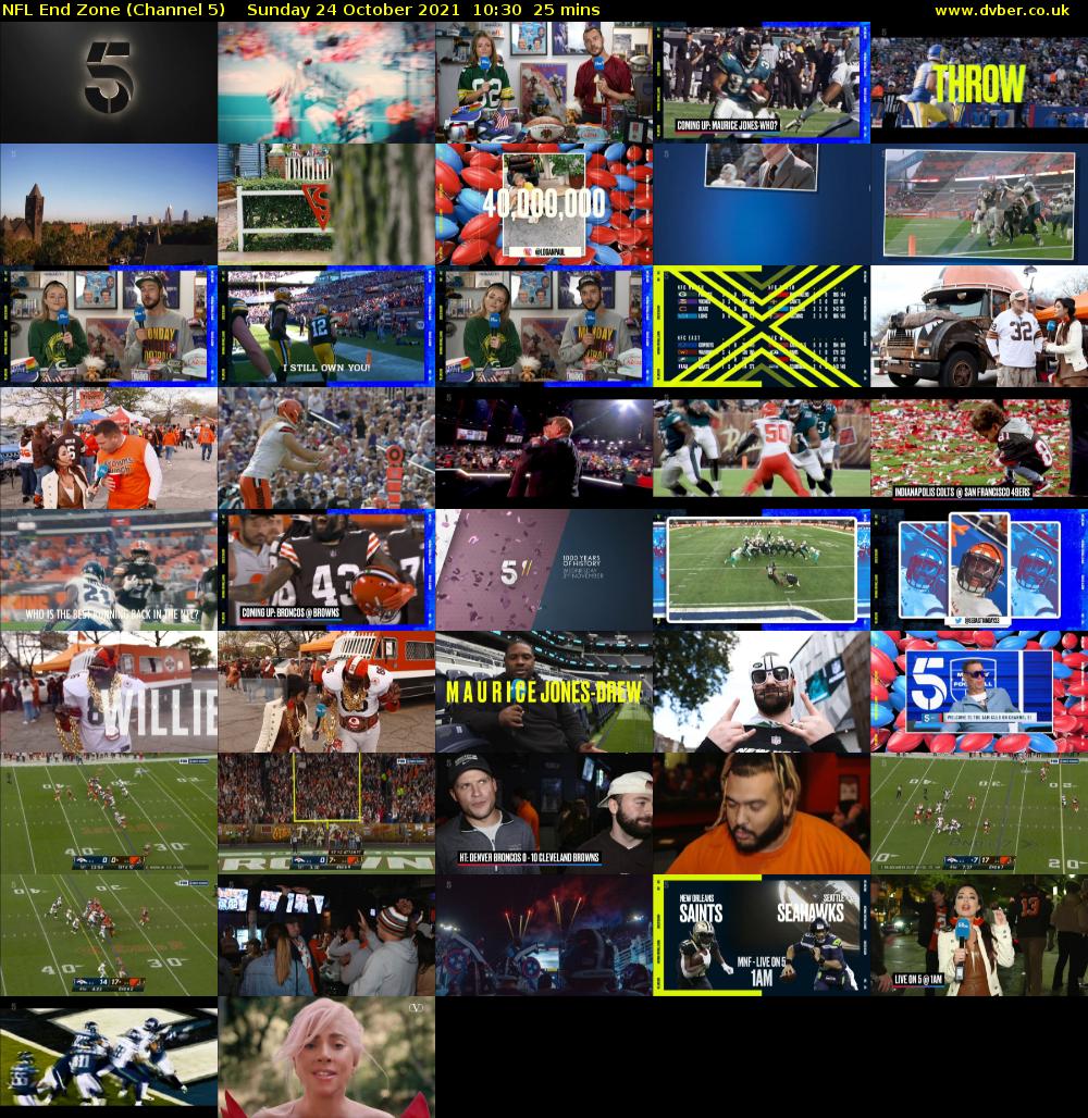 NFL End Zone (Channel 5) Sunday 24 October 2021 10:30 - 10:55