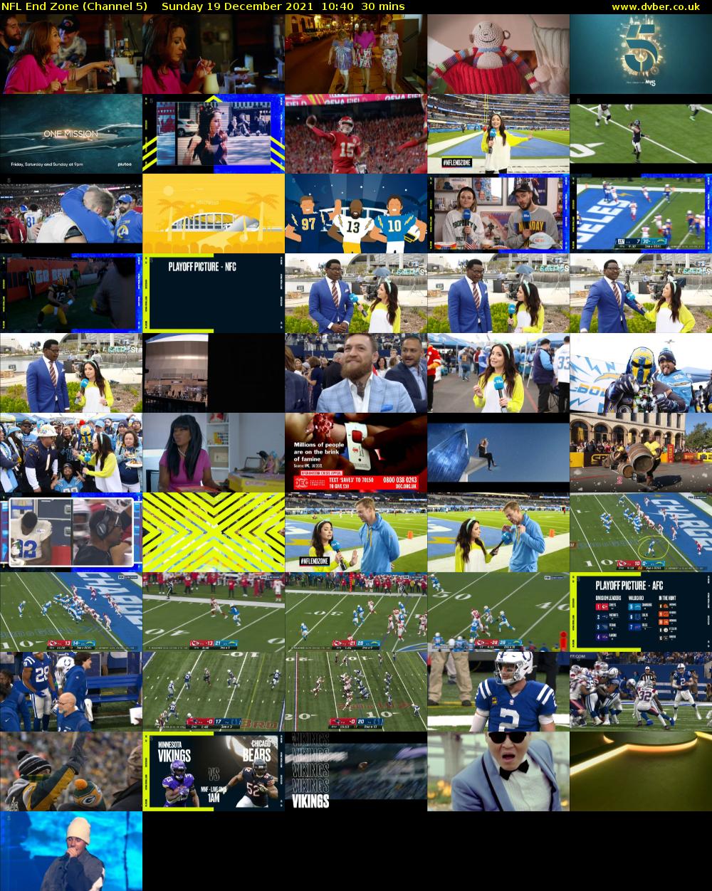 NFL End Zone (Channel 5) Sunday 19 December 2021 10:40 - 11:10