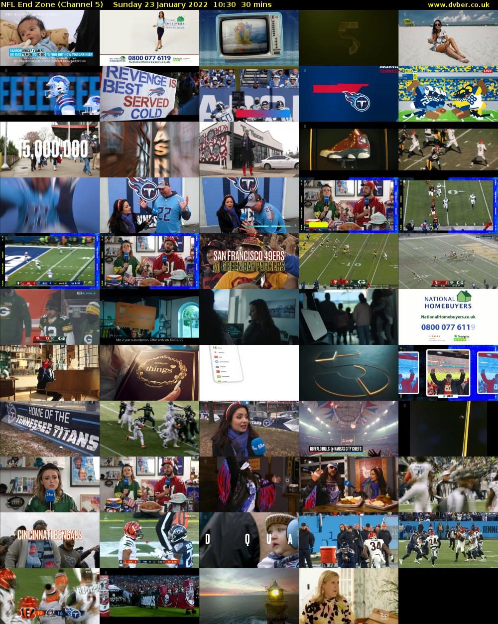 NFL End Zone (Channel 5) Sunday 23 January 2022 10:30 - 11:00